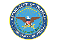 Logo of Eagle holding arrows with words 'Department of Defense United States of America'