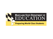 logo with part of Maryland flag and the words 'Maryland State Department of Education Preparing World-Class Students'